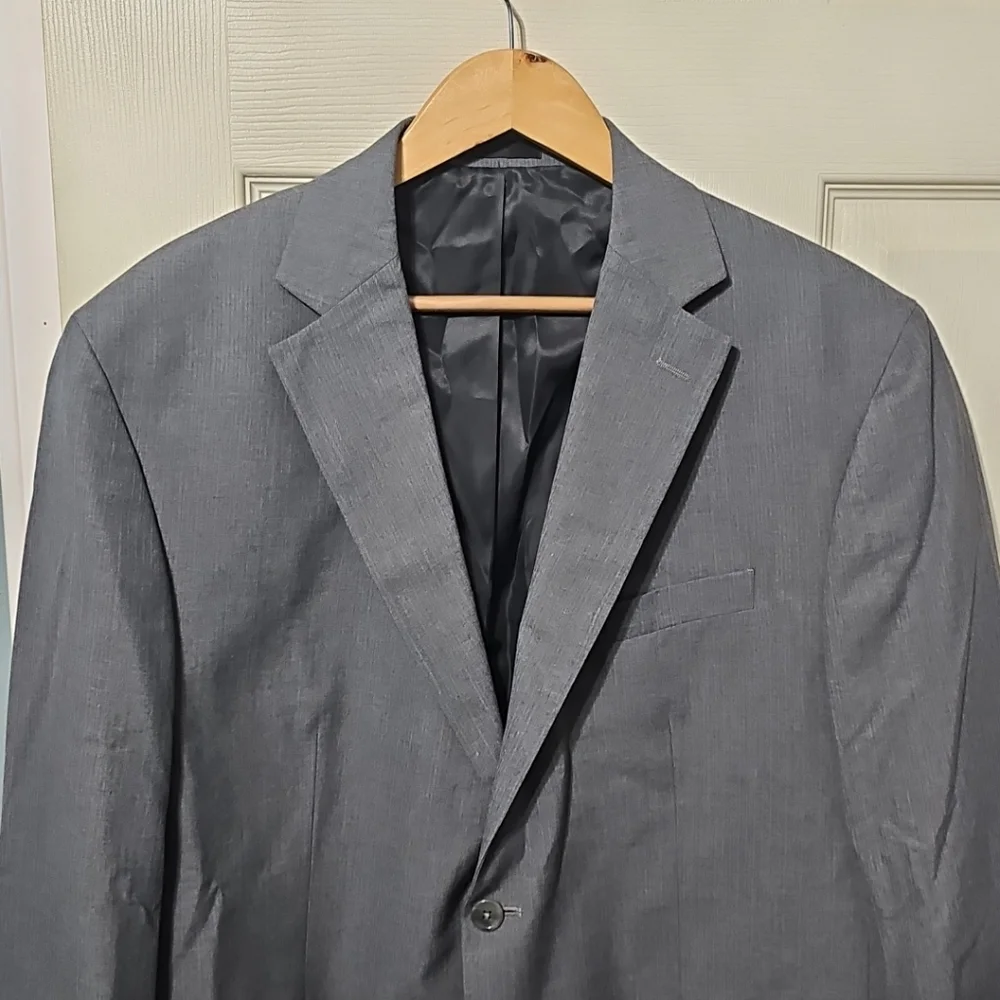 Holbrook World Traveler Gray Lt Blue Poly-Blend Sports Jacket 46R Great PreOwned